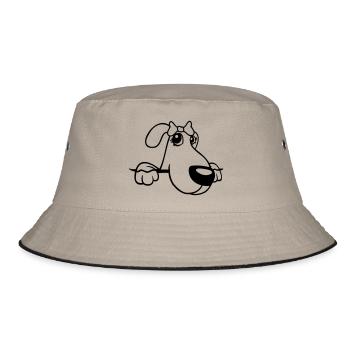 Dog Behind Wall Pretty Lady Bow Female - Bucket Hat - khaki/black - Front