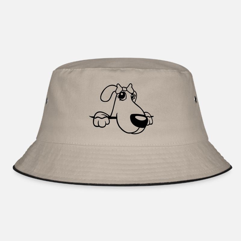 Hund Hinter Mauer Hübsche Dame Schleife Weiblich Bucket Hat