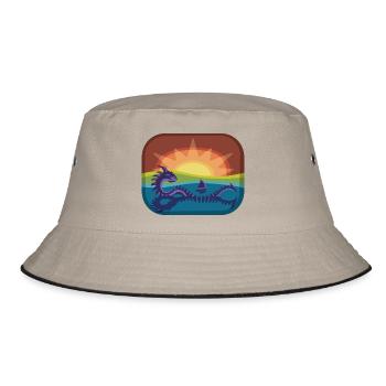 Loch Monster in Regenbogenlandschaft - Bucket Hat - Khaki/Schwarz - Vorne