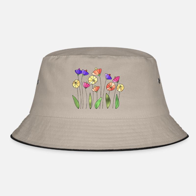 Blumen - Bucket Hat - Khaki/Schwarz