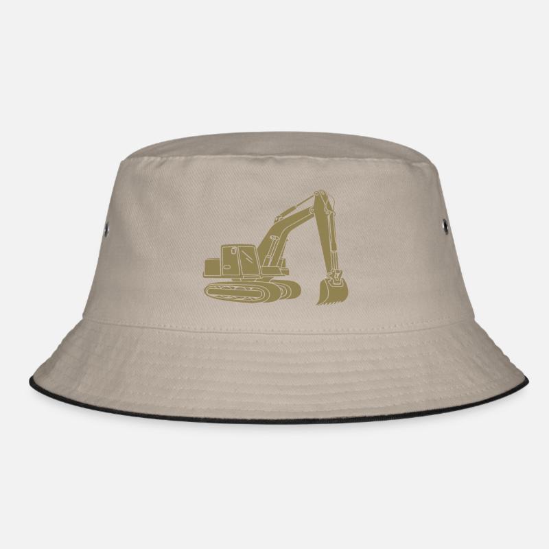Bagger Silhouette Baugeräteführer Tiefbau - Bucket Hat - Khaki/Schwarz