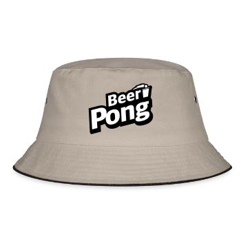 Beer Pong Logo mit Becher - Bucket Hat - Khaki/Schwarz - Vorne