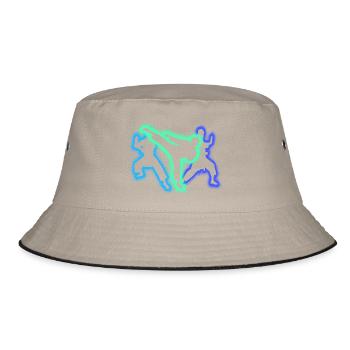 Taekwondo Kampfsport Silhouetten Herren Karate - Bucket Hat - Khaki/Schwarz - Vorne