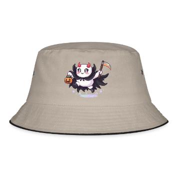 Pixel Halloween Demon with Jack-o-lantern - Bucket Hat - khaki/black - Front
