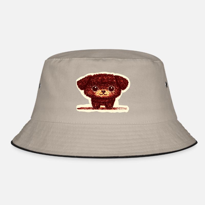 Winziges Hündchen (Rot) - Bucket Hat - Khaki/Schwarz