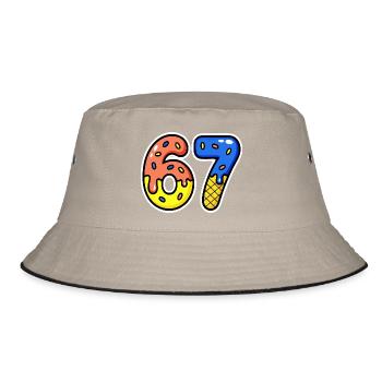 Siebenundsechzig, 67, 6, 7 - Bucket Hat - Khaki/Schwarz - Vorne