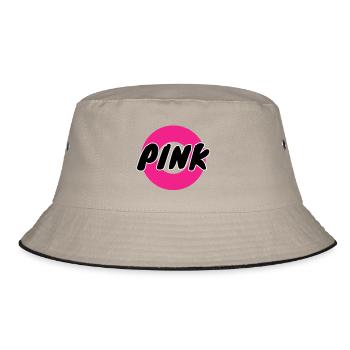 PINK logo in a circle - Bucket Hat - khaki/black - Front