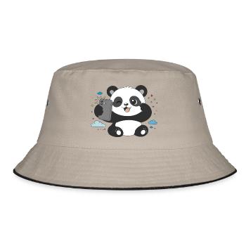Niedlicher Panda macht Selfie – Lustiges Motiv - Bucket Hat - Khaki/Schwarz - Vorne