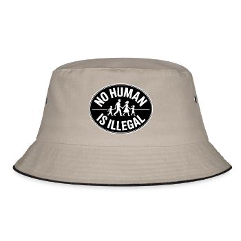 No Human Illegal - Refugees welcome - Bucket Hat - khaki/black - Front