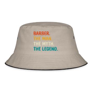 Barber Myth Legend Shirt - Bucket Hat - Khaki/Schwarz - Vorne