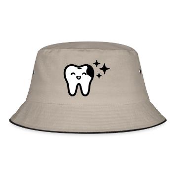 Lächelnder Zahn Symbol Schwarz - Bucket Hat - Khaki/Schwarz - Vorne