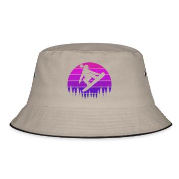 Retro Snowboarderin Slopestyle Wintersport Wald - Bucket Hat - Khaki/Schwarz - Vorne
