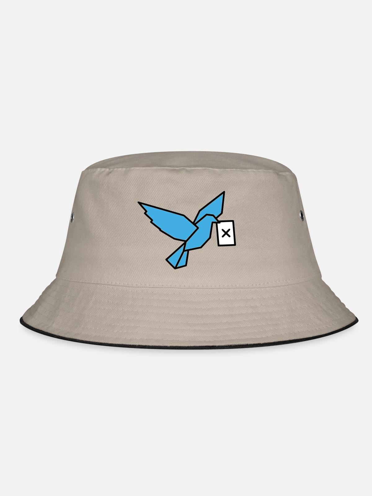Brieftaube Wahlzettel Vogel Bunt - Bucket Hat - Khaki/Schwarz - Vorne