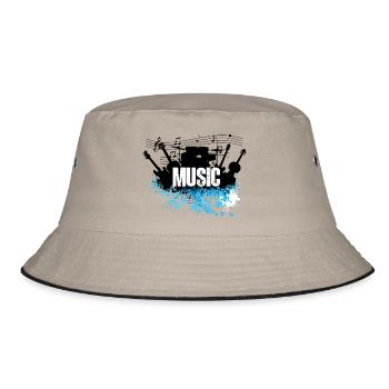 Music Splash Grunge Typography - Bucket Hat - khaki/black - Front
