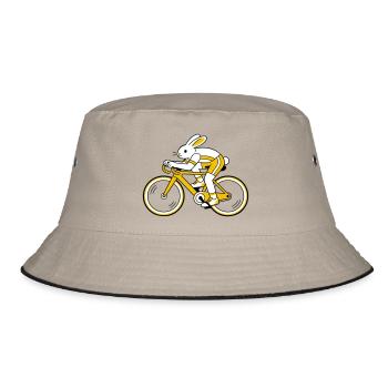 hare on a racing bike - Bucket Hat - khaki/black - Front