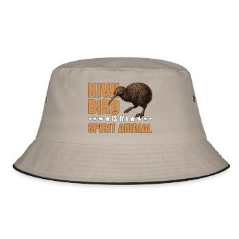 Kiwi-Vogel ist mein Geisttier Neuseeland - Bucket Hat - Khaki/Schwarz - Vorne