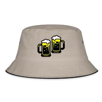 Bier Prost Symbol - Bucket Hat - Khaki/Schwarz - Vorne