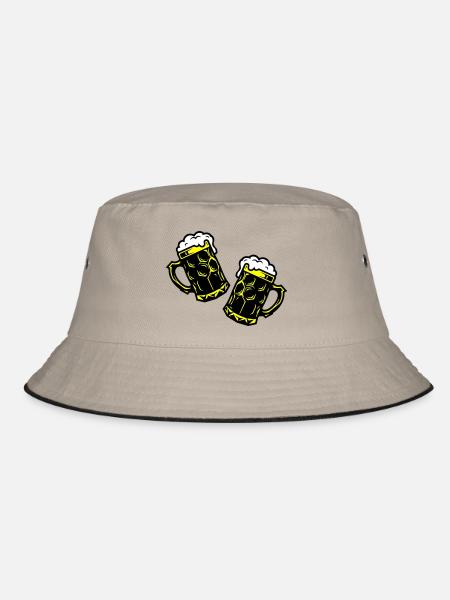 Bierkrug Bier Symbol - Bucket Hat - Khaki/Schwarz - Vorne