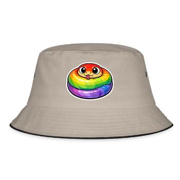 Rainbow Coil Serpent Cartoon - Bucket Hat - Khaki/Schwarz - Vorne