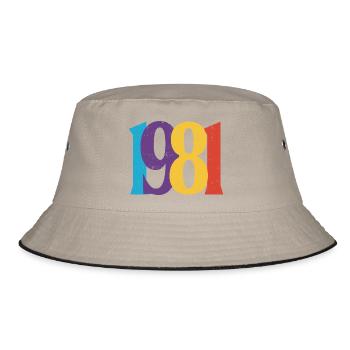 Geboren 1981 Geburtstagsgeschenk Geburtstag 81 - Bucket Hat - Khaki/Schwarz - Vorne
