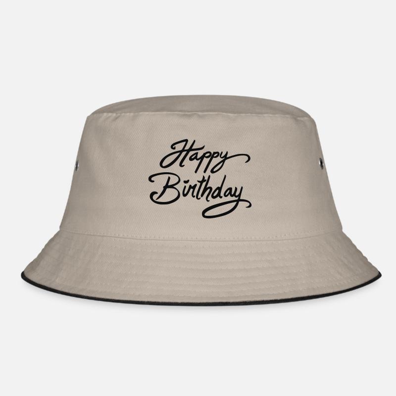 felice compleanno / compleanno - Cappello alla pescatora - kaki/nero