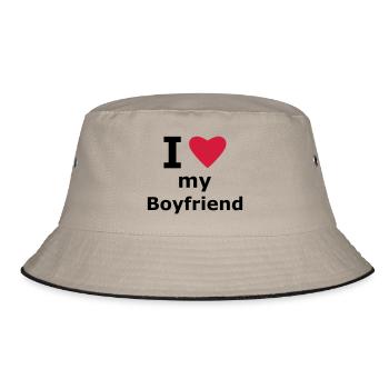 I love my boyfriend - Bucket Hat - Khaki/Schwarz - Vorne