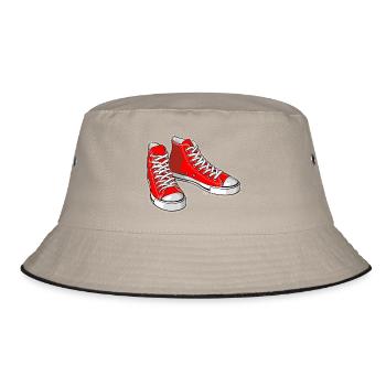 Rote Turnschuhe - Bucket Hat - Khaki/Schwarz - Vorne
