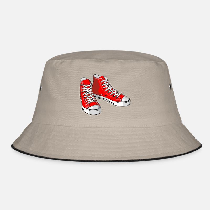 Rote Turnschuhe - Bucket Hat - Khaki/Schwarz