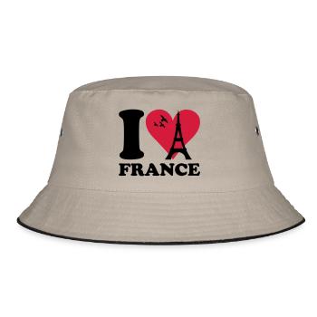 I love France - Frankreich - Bucket Hat - Khaki/Schwarz - Vorne