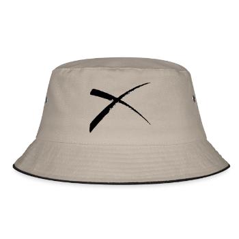 Kreuz-Pinselstrich - Bucket Hat - Khaki/Schwarz - Vorne