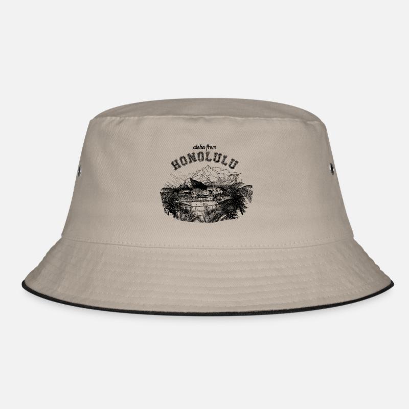 Aloha Honolulu - Bucket Hat - Khaki/Schwarz