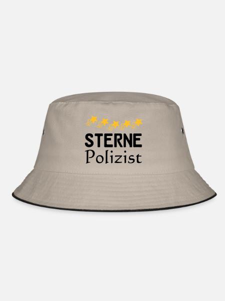 Sterne Polizist Geschenk - Bucket Hat - Khaki/Schwarz - Vorne