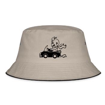 Der Cabrio-Fahrer - Bucket Hat - Khaki/Schwarz - Vorne