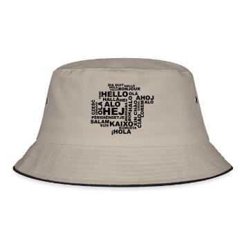 Hello in 29 languages - Bucket Hat - khaki/black - Front