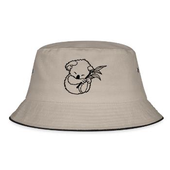 Koala Shirt - Bucket Hat - Khaki/Schwarz - Vorne
