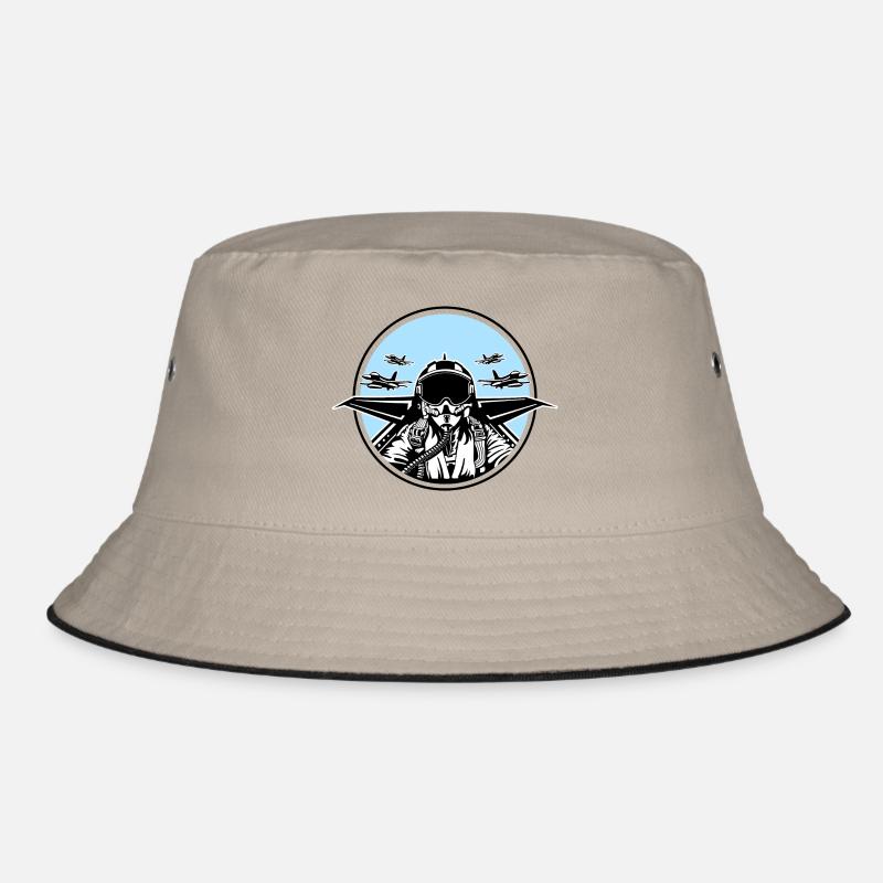 Jet Pilot / Fighter Pilot 01_white Black Bucket Hat