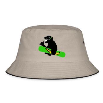 snowboard monkey - Bucket Hat - Khaki/Schwarz - Vorne