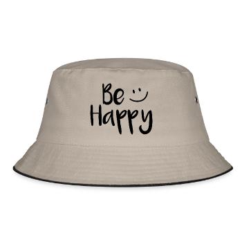 Be happy - Bucket Hat - Khaki/Schwarz - Vorne