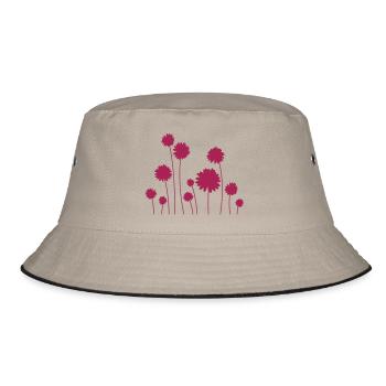 148_blumen_1 - Bucket Hat - Khaki/Schwarz - Vorne