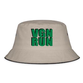 VGN RUN Vegan Laufen Geschenk Geburtstag Sport - Bucket Hat - Khaki/Schwarz - Vorne
