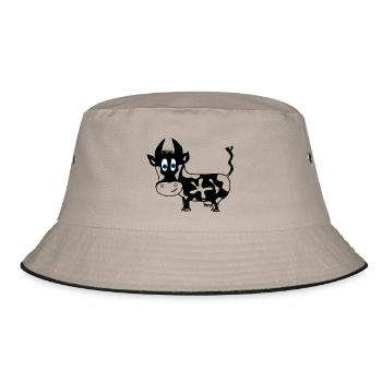 Kuh schwarz Flecken Tier Geschenkidee - Bucket Hat - Khaki/Schwarz - Vorne