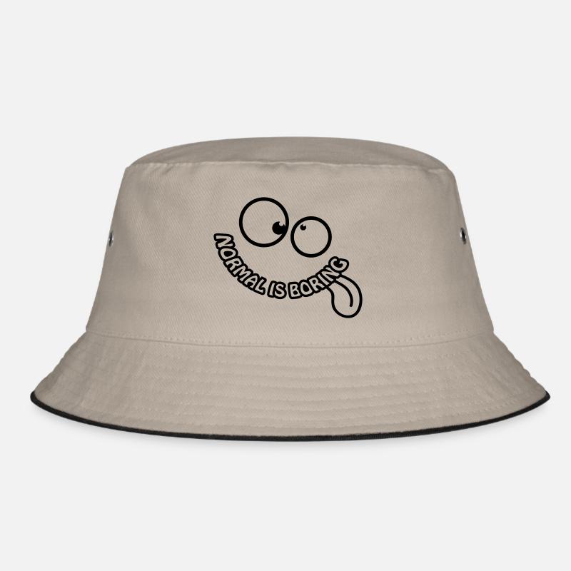 Normal Is Boring Smiley - Bucket Hat - Khaki/Schwarz