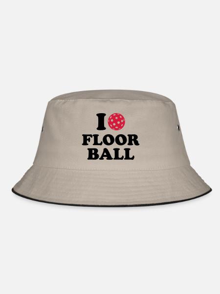 I love Floorball - Bucket Hat - Khaki/Schwarz - Vorne