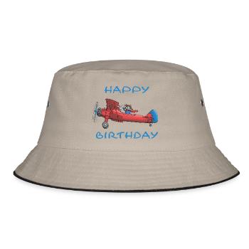 Happy Birthday - Bucket Hat - Khaki/Schwarz - Vorne