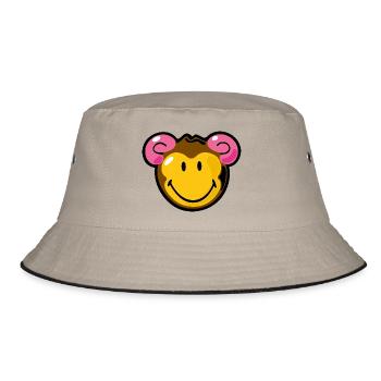 Smiley Monkey - Bucket Hat - Khaki/Schwarz - Vorne