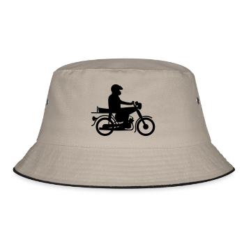 Simson mit Fahrer - Bucket Hat - Khaki/Schwarz - Vorne