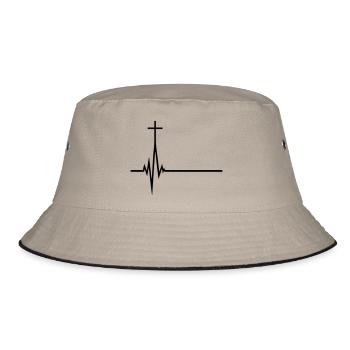 puls frequenz leben pulsschlag herzschlag jesus ch - Bucket Hat - Khaki/Schwarz - Vorne