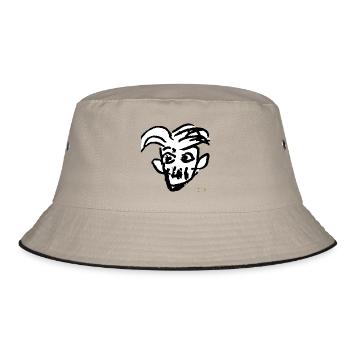 Männerkopf Zeichnung Hans Erwin SW - Bucket Hat - Khaki/Schwarz - Vorne