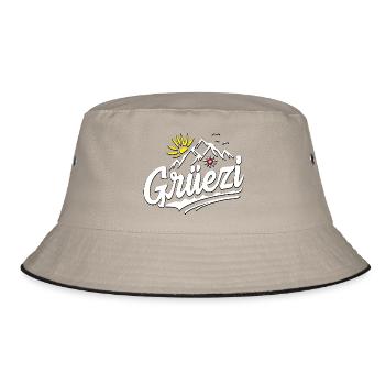 Schweizer Dialekt - Mundart Schweizerdeutsch Hallo - Bucket Hat - Khaki/Schwarz - Vorne