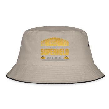 Strassenbauer Superheld - Bucket Hat - Khaki/Schwarz - Vorne